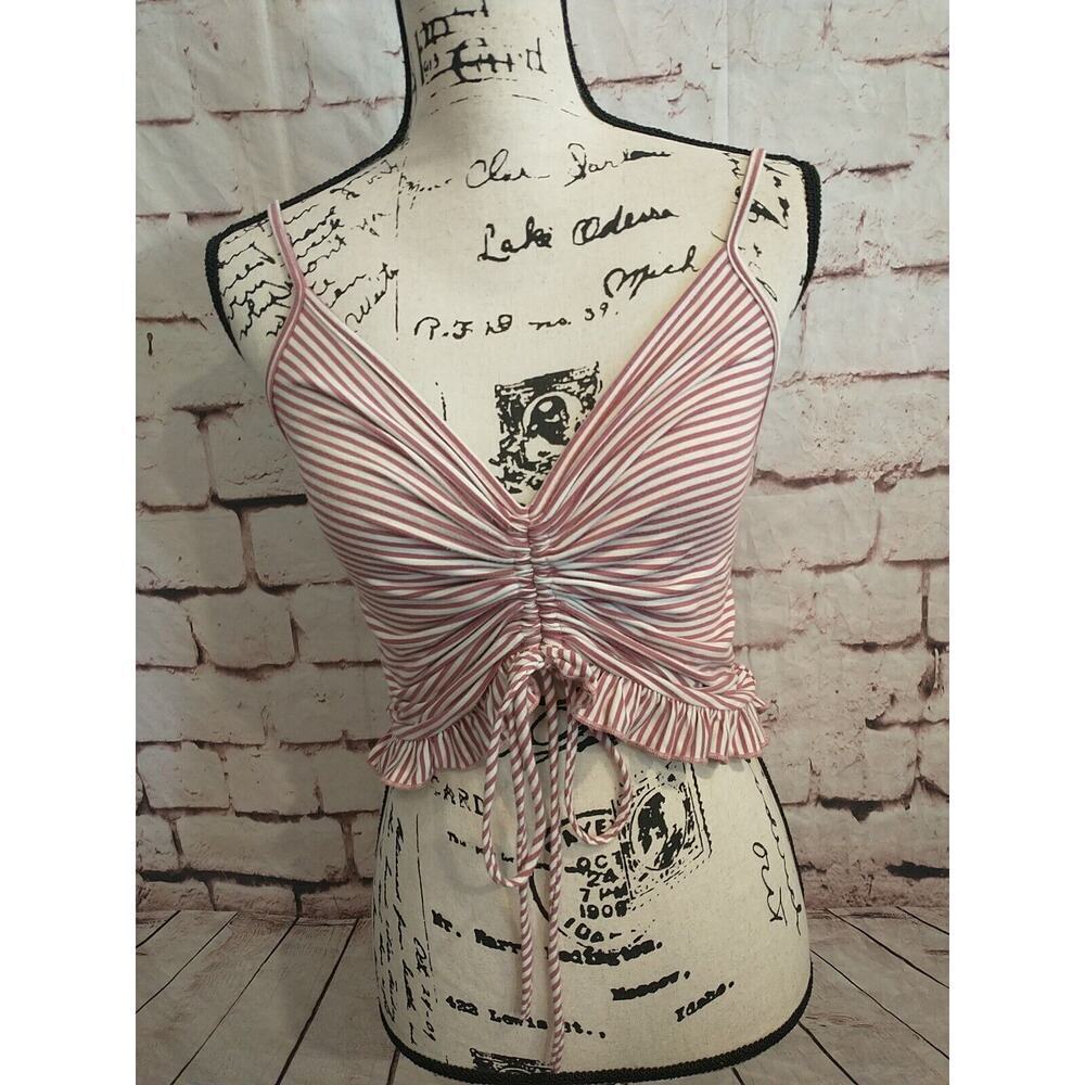 Sweetheart 90s Y2K Sailor Large Purple Cami Top Stripe Babydoll USA Blouse Crop